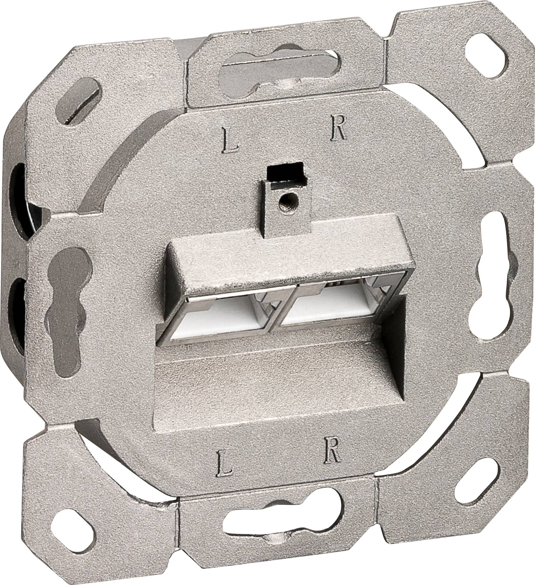 Goobay 71585 Netzwerkdose Unterputz Einsatz mit Zentralplatte und Rahmen CAT 6a 2 Port Schwarz