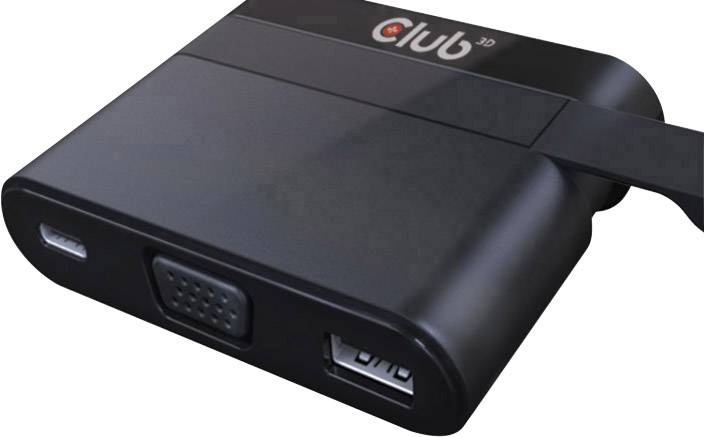club3D CSV-1532 USB / HDMI Adapter [1x USB-C® Stecker - 1x VGA-Buchse, USB-C® Buchse, USB 3.2 Gen 1 Buchse A (USB 3.0)] Schwarz 0.05 m