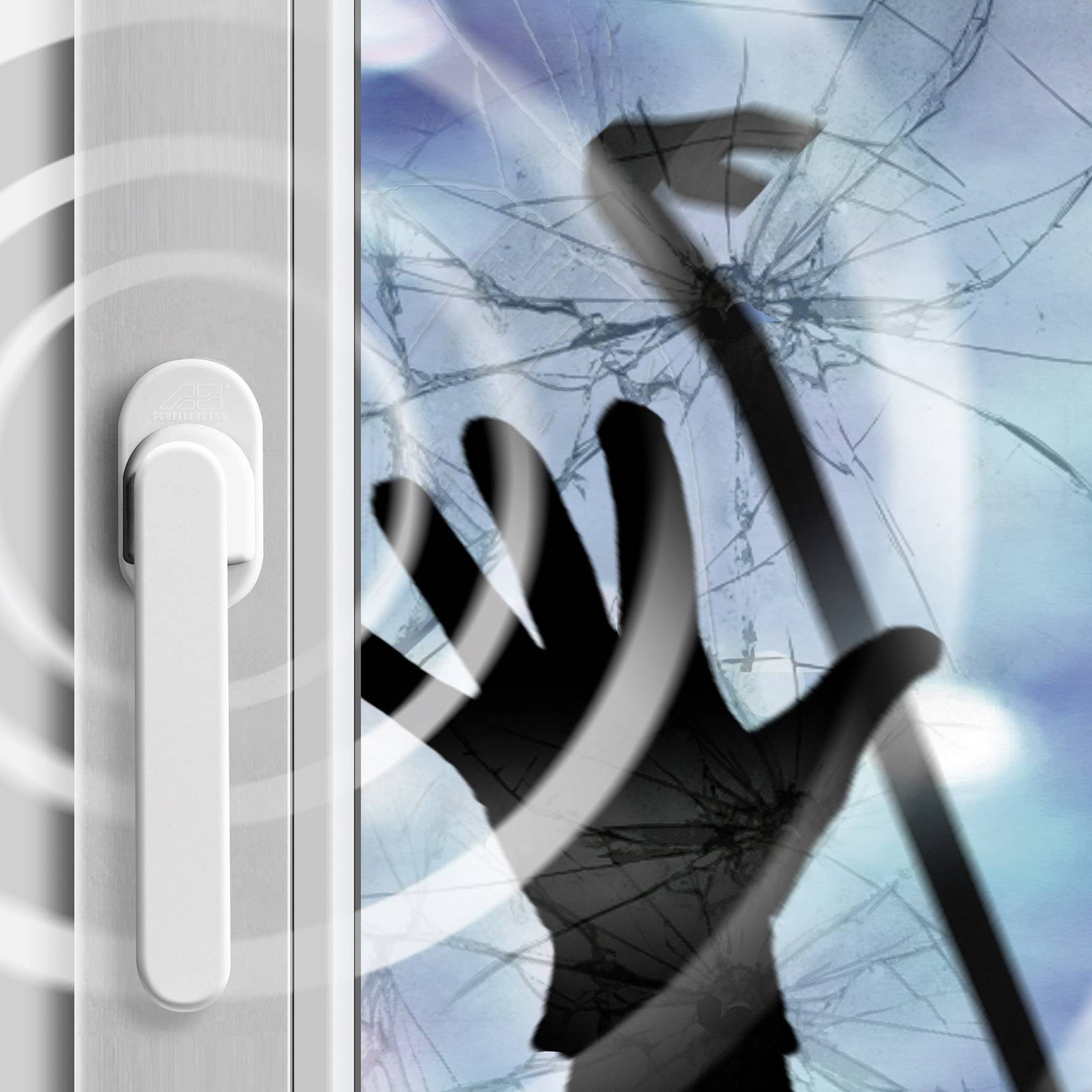 Schellenberg Fenstergriff mit Alarm Weiß 115 dB 46502 43mm