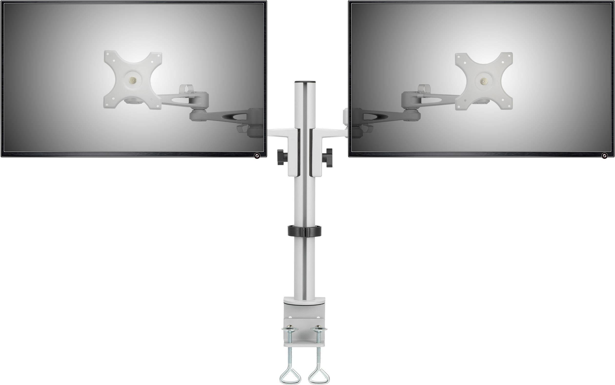 SpeaKa Professional SP-5986112 2fach Monitor-Tischhalterung 33,0cm (13") - 68,6cm (27") Grau Höhenverstellbar, Neigbar