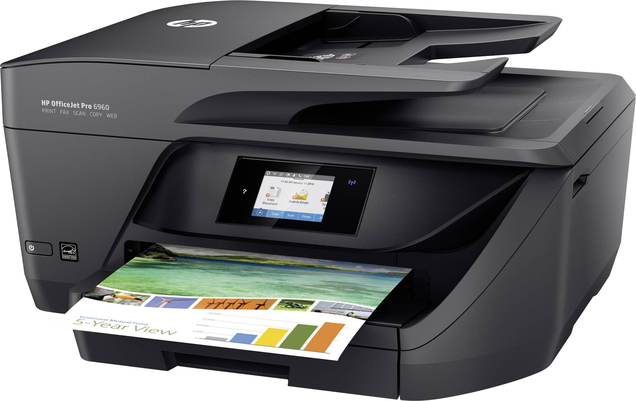 HP OfficeJet Pro 6960 All-in-One Farb Tintenstrahl Multifunktionsdrucker A4 Drucker, Scanner, Kopierer, Fax LAN, WLAN, Duplex, ADF