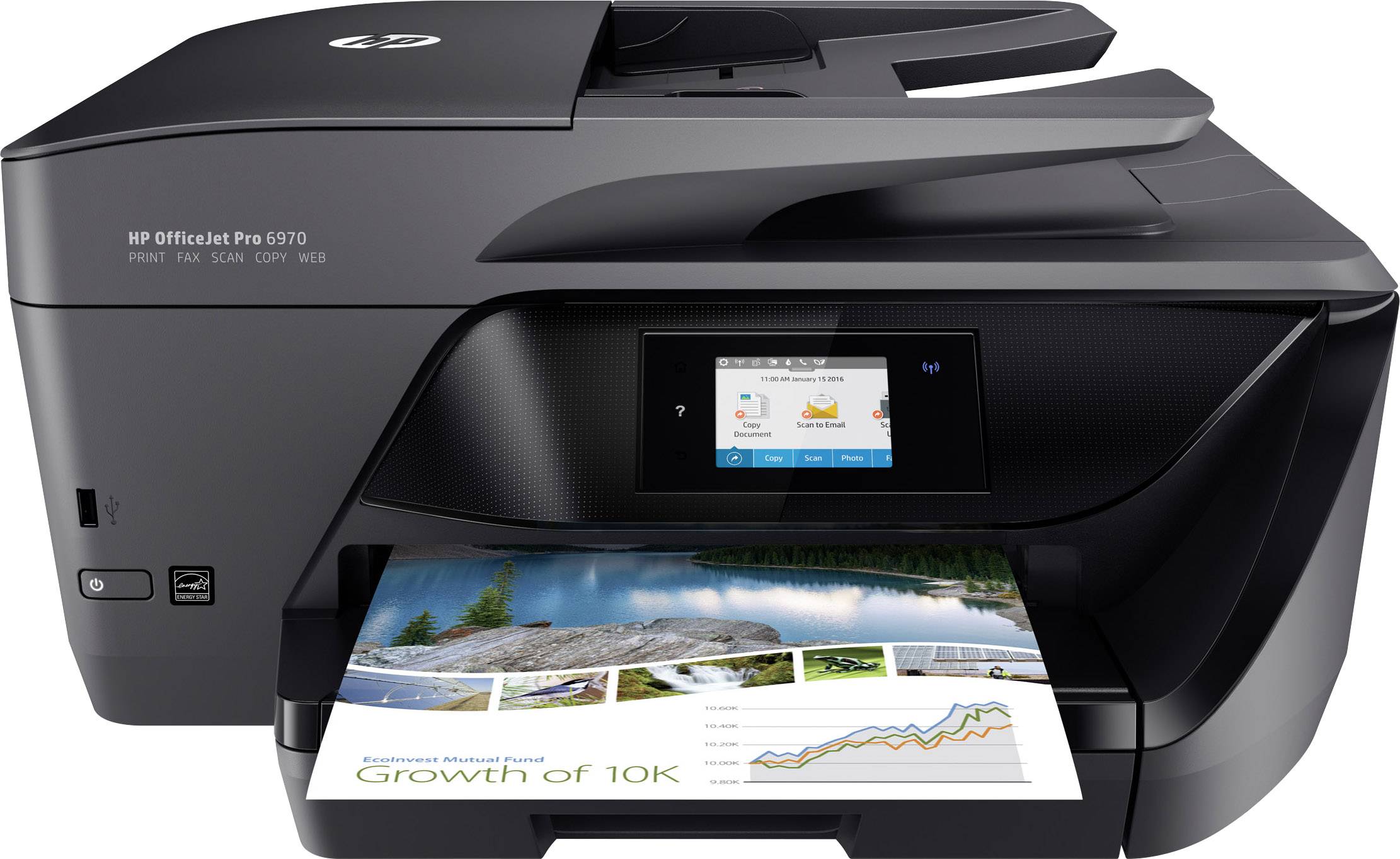 HP OfficeJet Pro 6970 All-in-One Farb Tintenstrahl Multifunktionsdrucker A4 Drucker, Scanner, Kopierer, Fax LAN, WLAN, Duplex