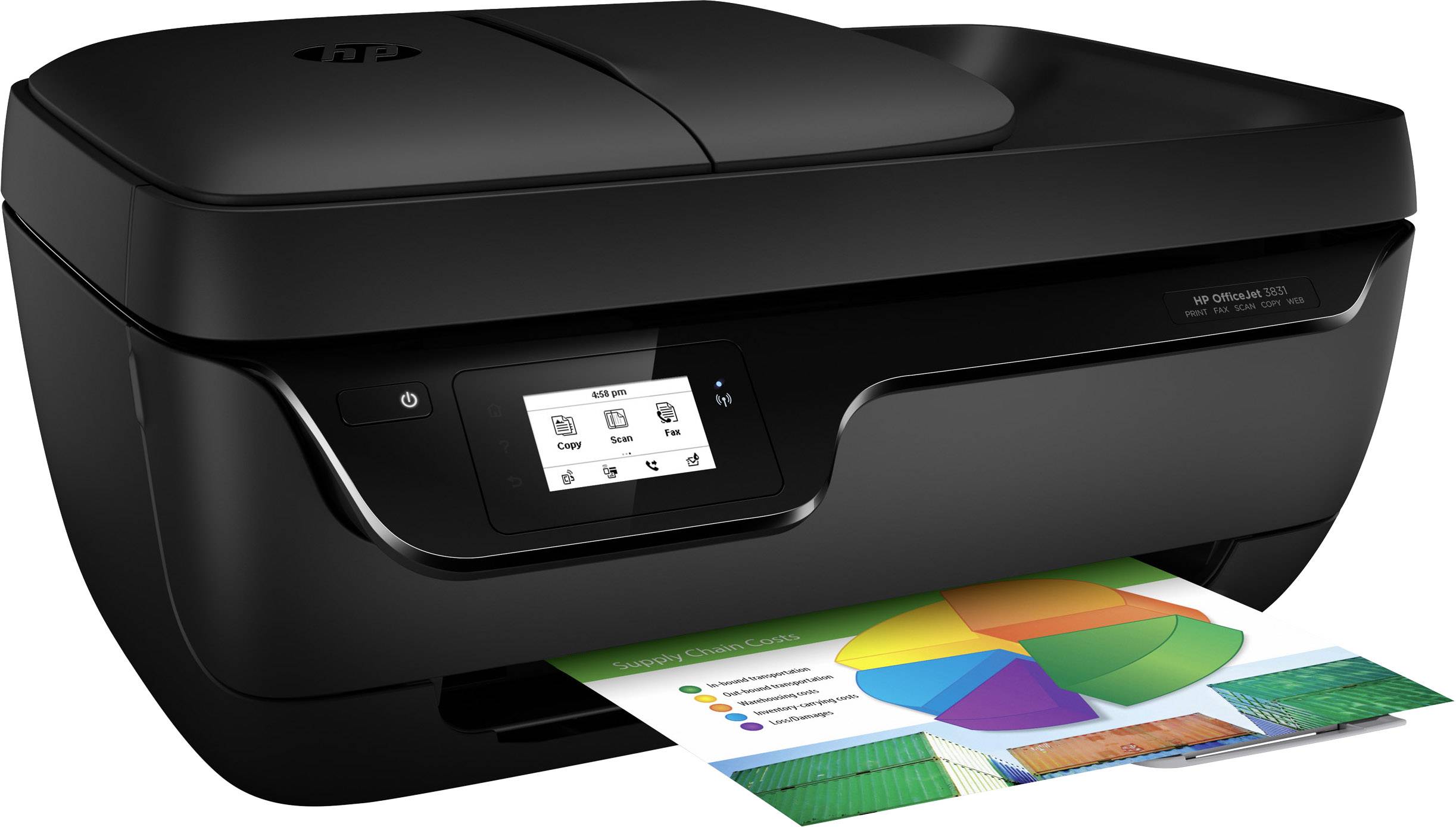 HP OfficeJet 3831 All-in-One Multifunktionsdrucker Tintenstrahl Farbe A4 Drucker, Scanner, Kopierer, Fax WLAN, ADF