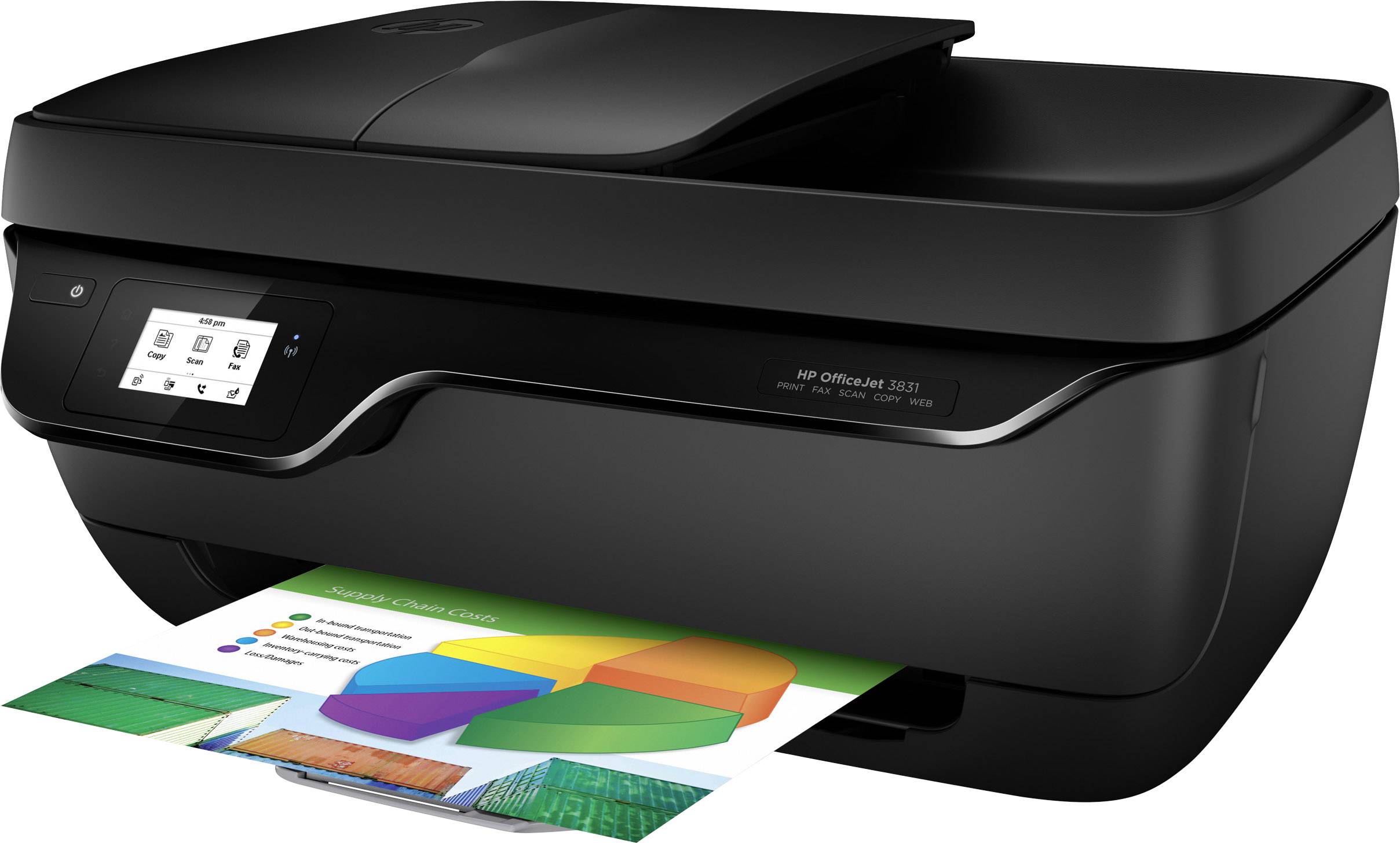 HP OfficeJet 3831 All-in-One Multifunktionsdrucker Tintenstrahl Farbe A4 Drucker, Scanner, Kopierer, Fax WLAN, ADF