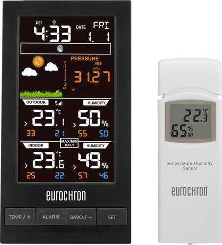 Eurochron EFWS S250 EFWS S250 Funk-Wetterstation Vorhersage für 12 bis 24 Stunden