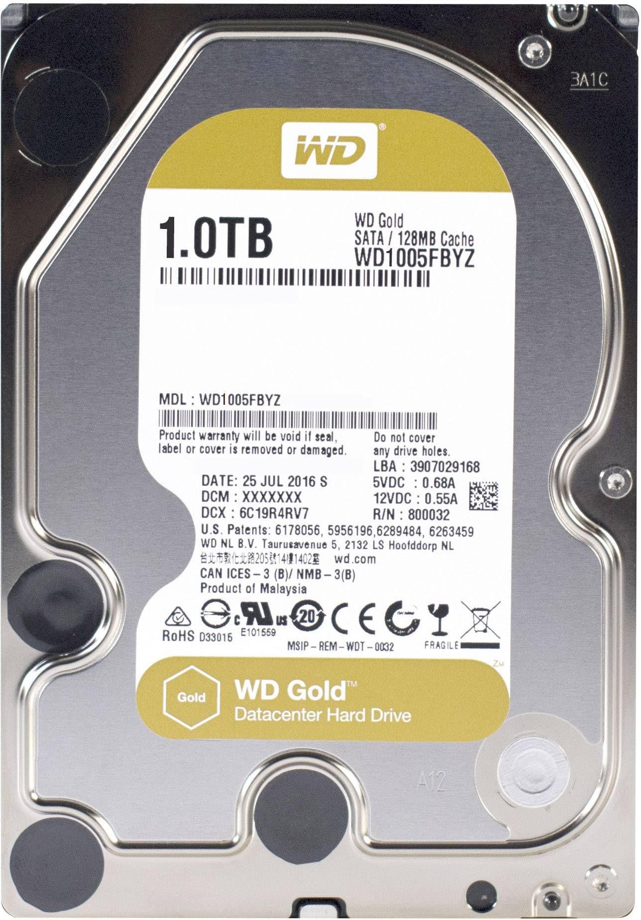 Western Digital Gold™ 1 TB Interne Festplatte 8.9 cm (3.5 Zoll) SATA III Bulk