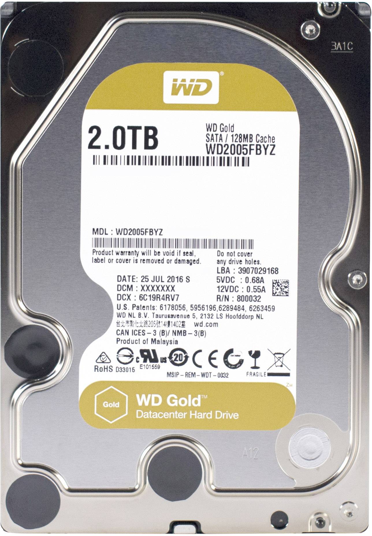 Western Digital Gold™ 2 TB Interne Festplatte 8.9 cm (3.5 Zoll) SATA III WD2005FBYZ Bulk