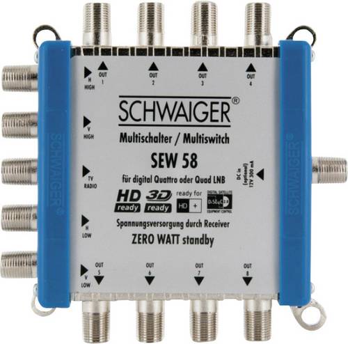 Schwaiger SEW58 531 SAT Multischalter Eingänge (Multischalter): 5 (4 SAT/1 terrestrisch) Teilnehmer
