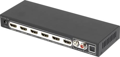 SpeaKa Professional 4 Port HDMI-Splitter mit Audio-Ports, mit Fernbedienung 3840 x 2160 Pixel Schwar