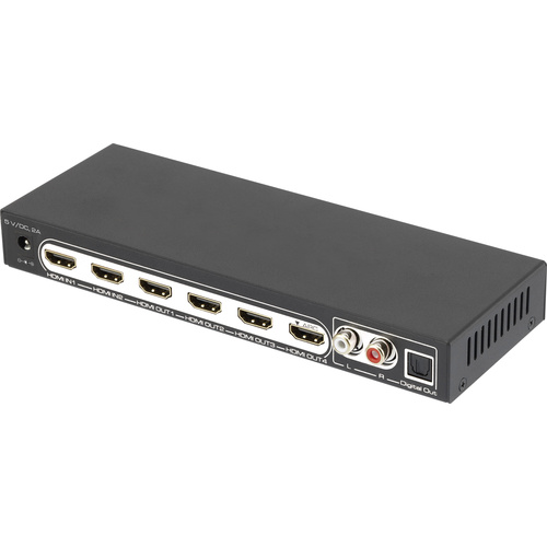 SpeaKa Professional 4 ports Répartiteur HDMI avec ports audio, avec télécommande 3840 x 2160 pixels noir