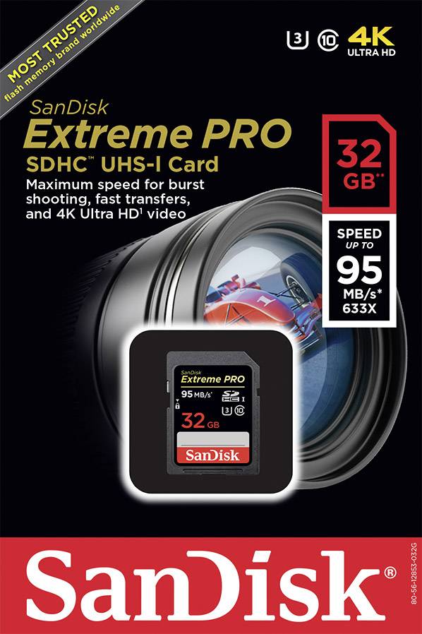 SanDisk Extreme PRO® SDHC-Karte 32 GB Class 10, UHS-I, UHS-Class 3, v30 Video Speed Class