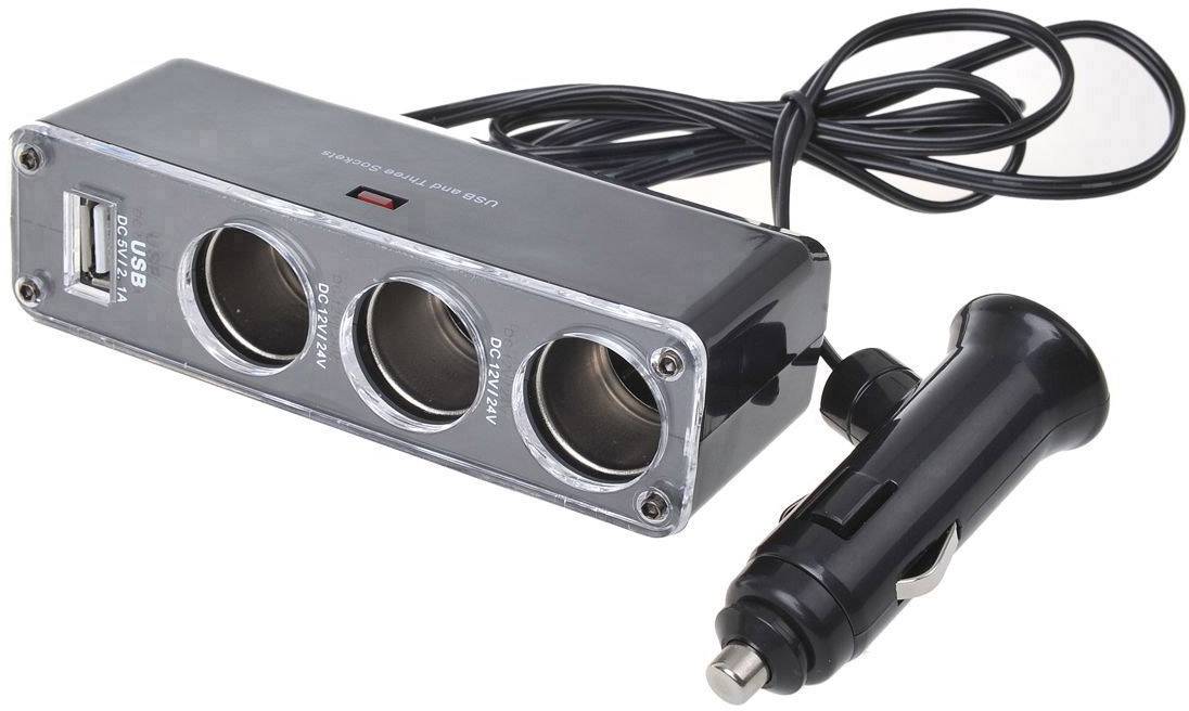 IWH 019014 Zigarettenanzünder-Verteiler Anzahl Zigarettenkupplungen 3 x Schnittstellen: USB 1 x