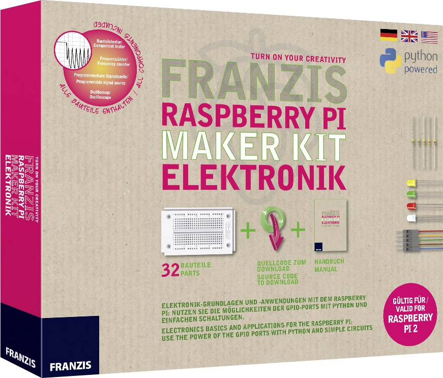 Franzis Verlag 65339 Raspberry Pi Maker Kit Elektronik Maker Kit ab 14 Jahre