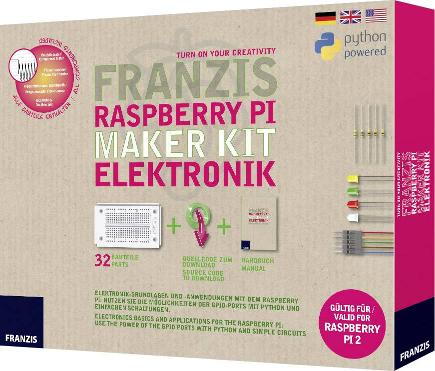 Franzis Verlag 65339 Raspberry Pi Maker Kit Elektronik Maker Kit ab 14 Jahre