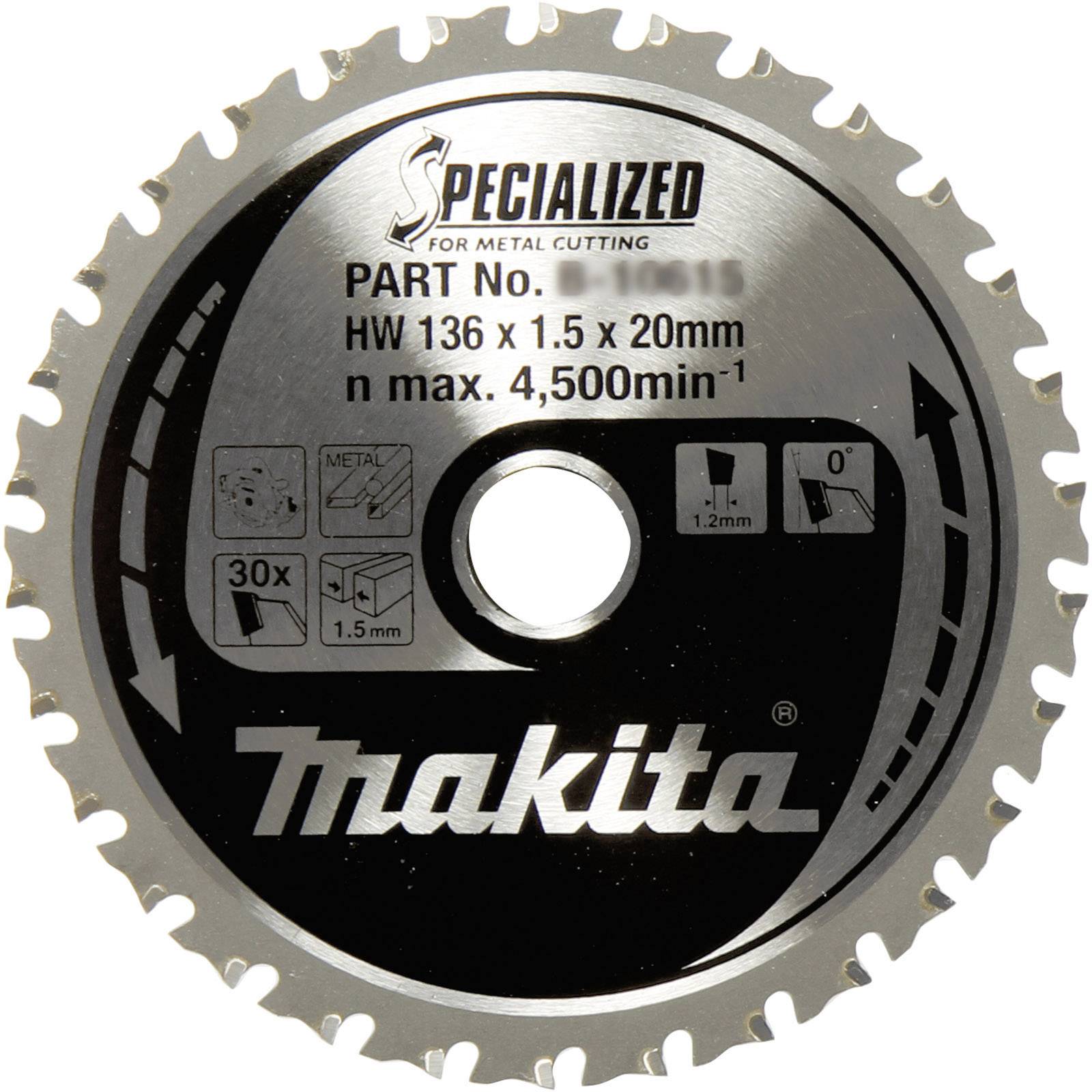 Makita SPECIALIZED B-33526 Hartmetall Kreissägeblatt 136 x 20 x 1.2 mm Zähneanzahl: 30 1 St.