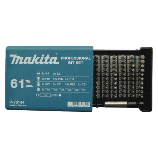 Makita P-70144 Bit-Set 61teilig Schlitz, Kreuzschlitz Pozidriv, Kreuzschlitz Phillips, Innen-Sechsr