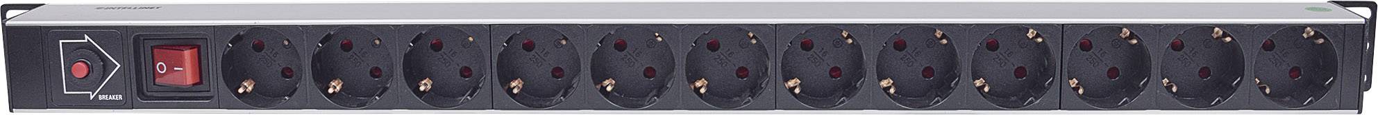 Intellinet 714044 19 Zoll Netzwerkschrank-Steckdosenleiste 1 HE Schutzkontaktsteckdose Schwarz