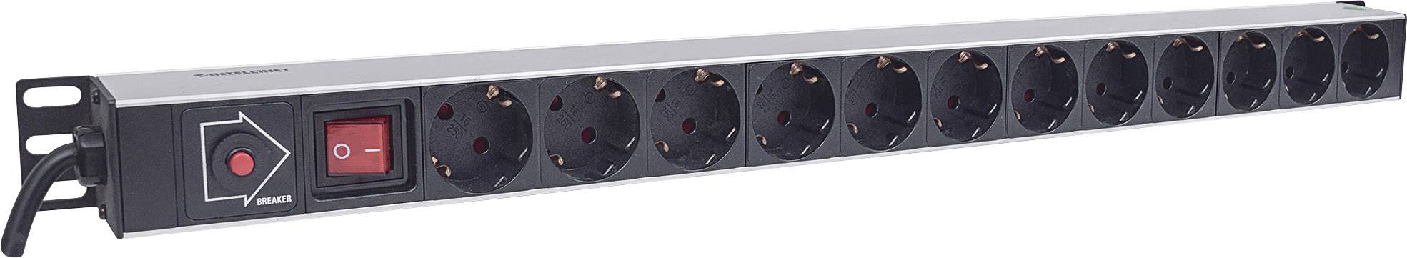 Intellinet 714044 19 Zoll Netzwerkschrank-Steckdosenleiste 1 HE Schutzkontaktsteckdose Schwarz