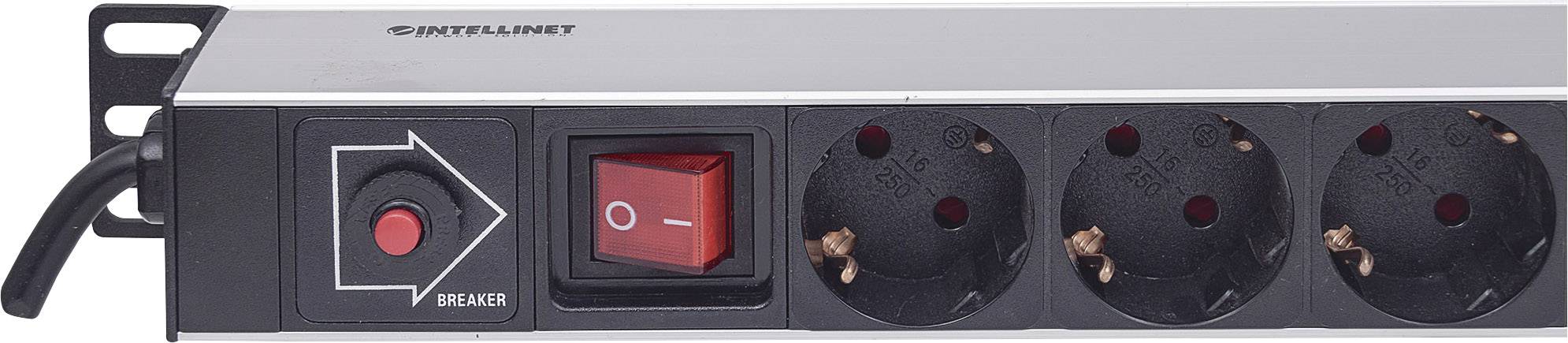 Intellinet 714044 19 Zoll Netzwerkschrank-Steckdosenleiste 1 HE Schutzkontaktsteckdose Schwarz