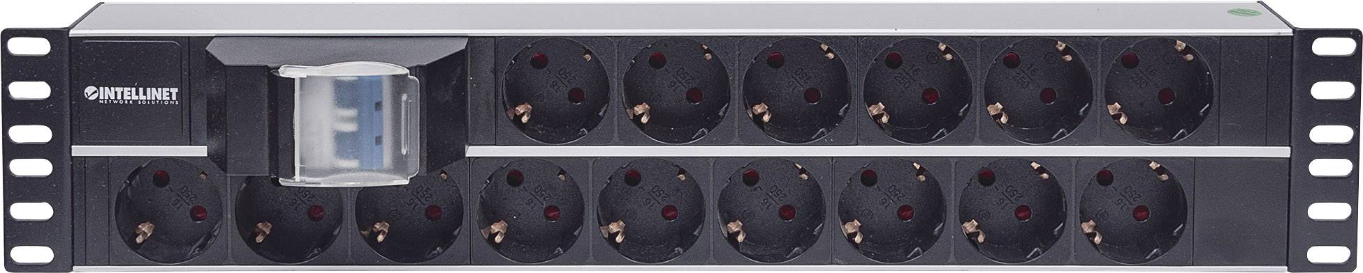 Intellinet 714051 19 Zoll Netzwerkschrank-Steckdosenleiste 2 HE Schutzkontaktsteckdose Schwarz