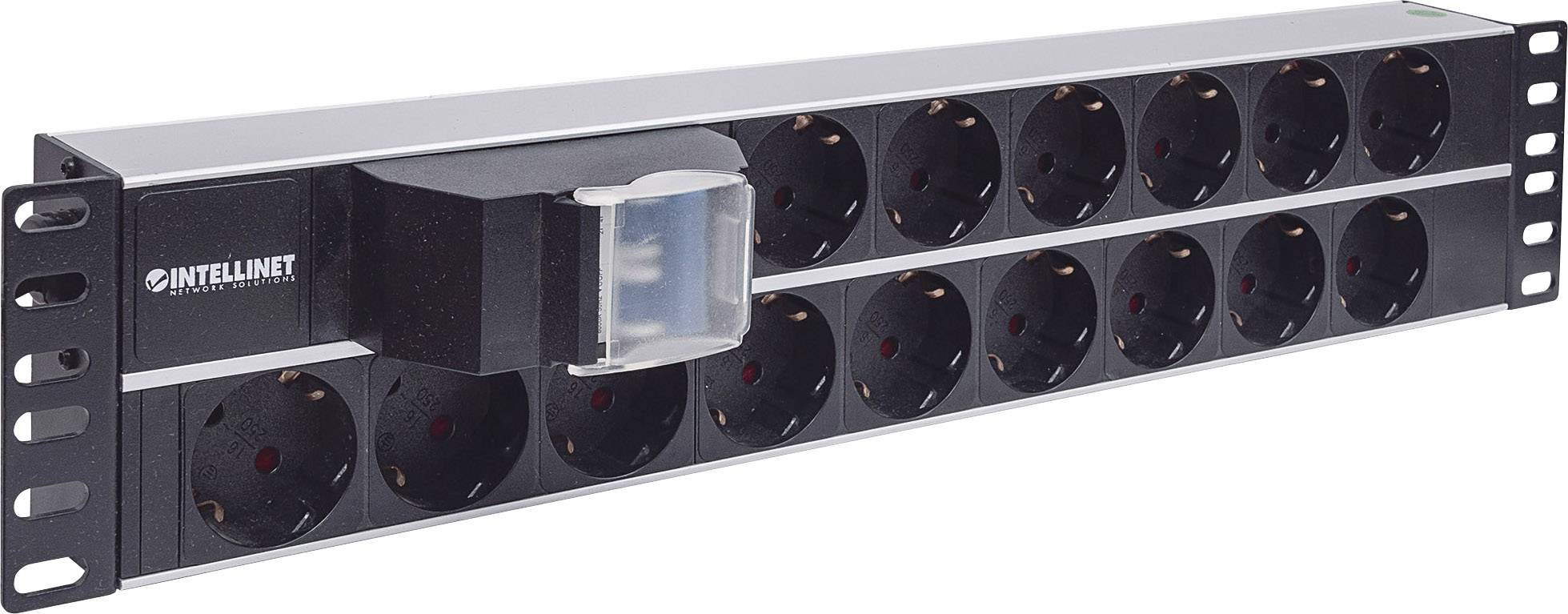 Intellinet 714051 19 Zoll Netzwerkschrank-Steckdosenleiste 2 HE Schutzkontaktsteckdose Schwarz