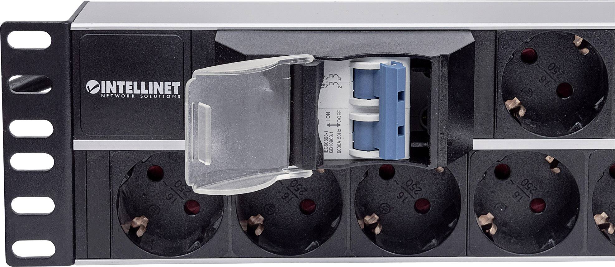 Intellinet 714051 19 Zoll Netzwerkschrank-Steckdosenleiste 2 HE Schutzkontaktsteckdose Schwarz