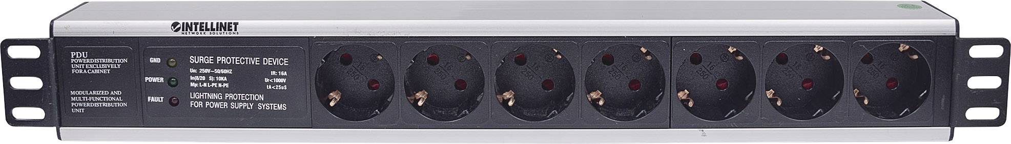 Intellinet 714006 19 Zoll Netzwerkschrank-Steckdosenleiste 1.5 HE Schutzkontaktsteckdose Überspannu