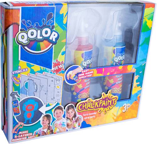 Qolor Sprühkreide Party-Furry Monster mit 4 Schablonenen und 2 Sprays