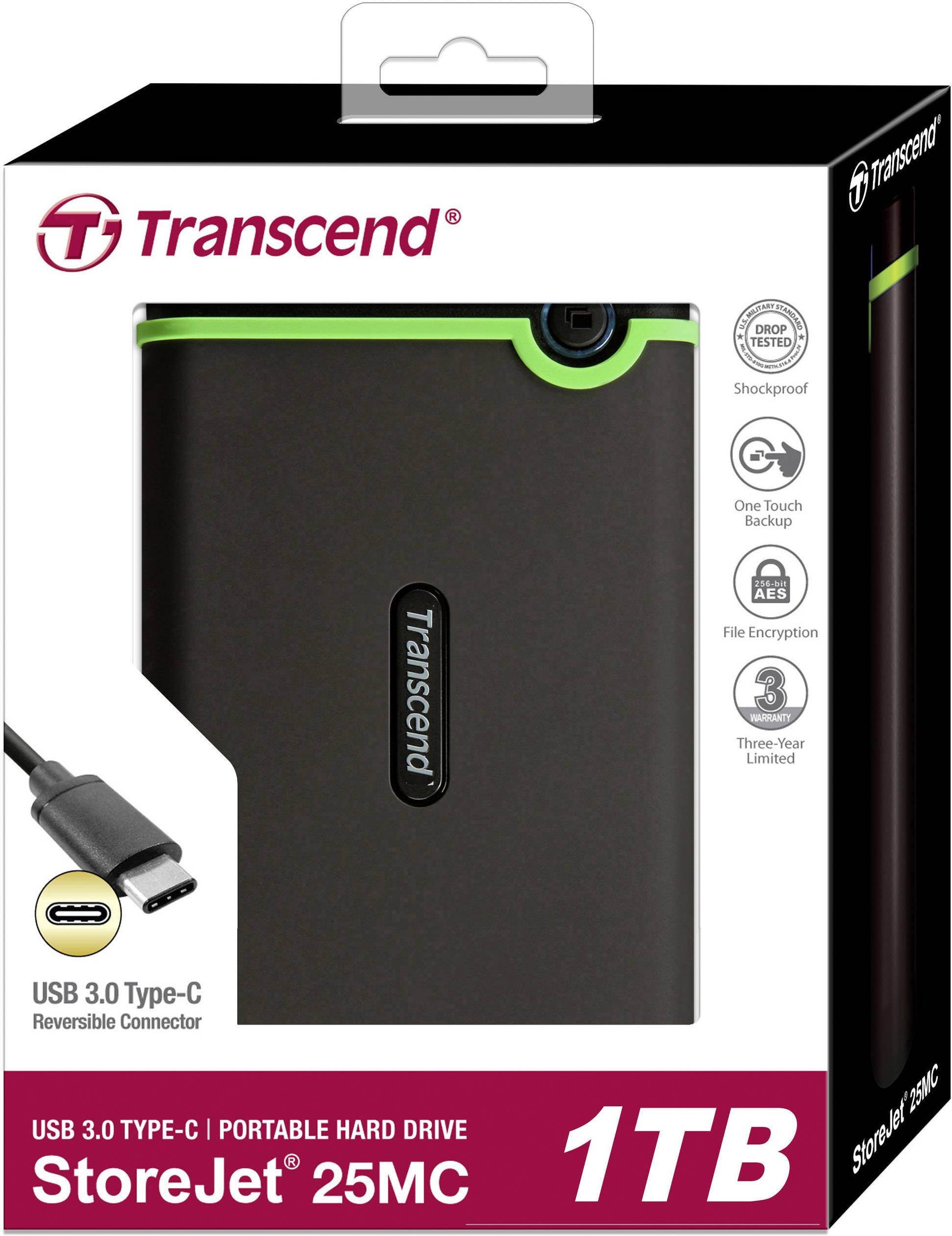 Transcend StoreJet® 25MC 1 TB Externe Festplatte 6.35 cm (2.5 Zoll) USB-C® USB 3.2 (Gen 2) Dunkelgrau, Grün TS1TSJ25MC