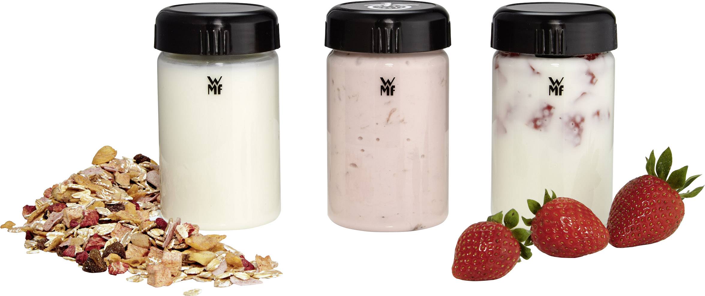 WMF KÜCHENminis® Joghurtbecher Joghurt-Ersatzgläser  Transparent, Schwarz