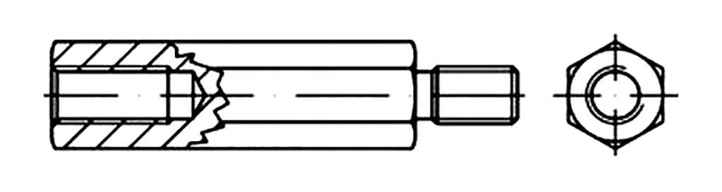 TOOLCRAFT Sechskant-Abstandsbolzen 10mm Stahl verzinkt 149943 100St.