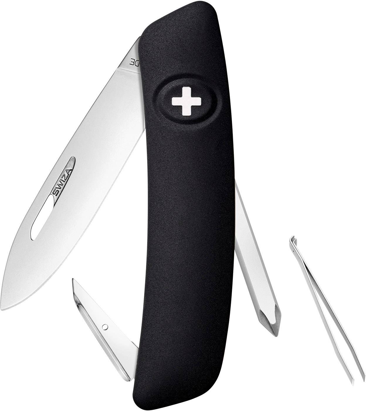 SWIZA D02 KNI.0020.1010 Schweizer Taschenmesser mit Soft-Touch Anzahl Funktionen 6 Schwarz