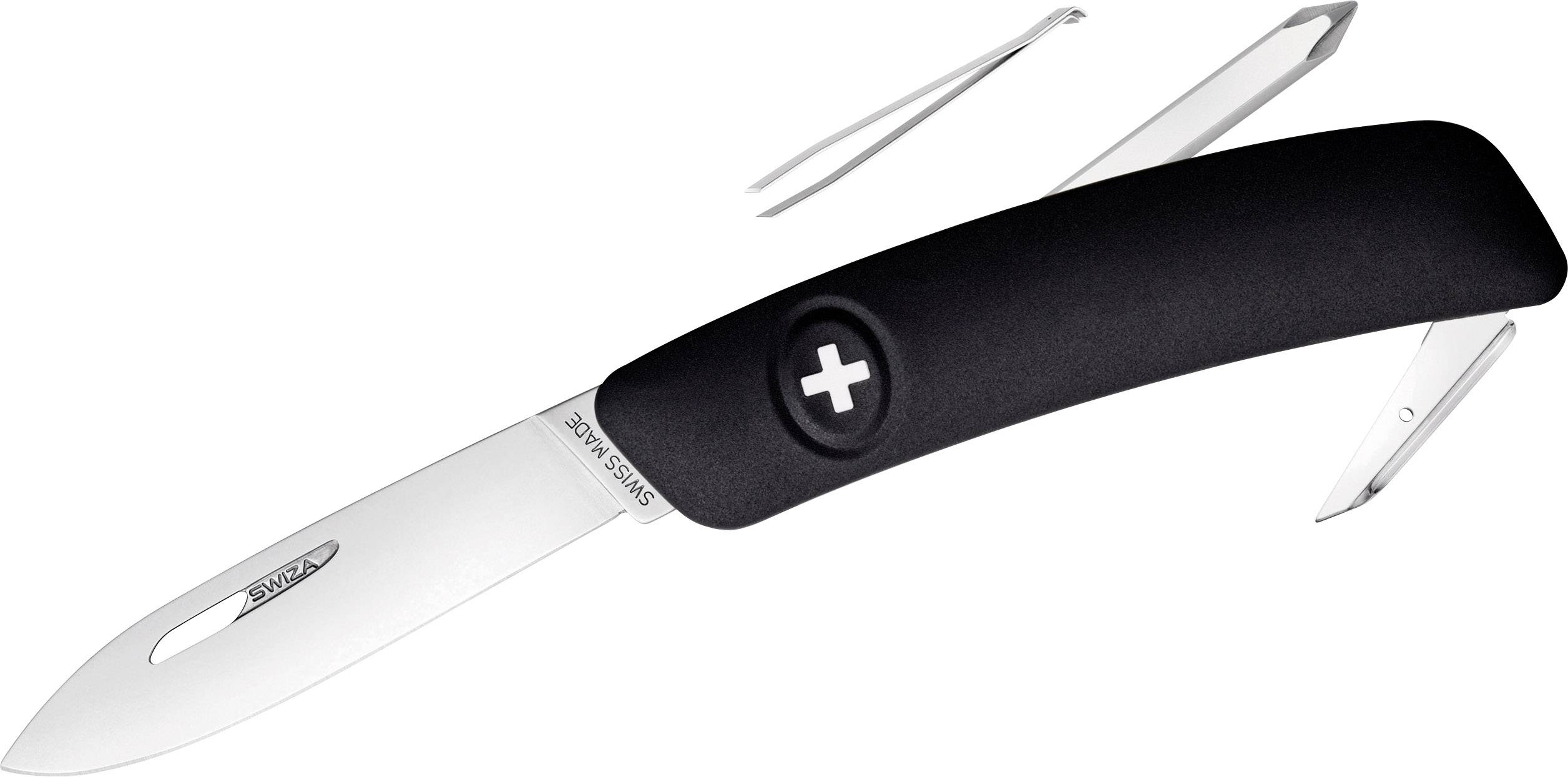 SWIZA D02 KNI.0020.1010 Schweizer Taschenmesser mit Soft-Touch Anzahl Funktionen 6 Schwarz