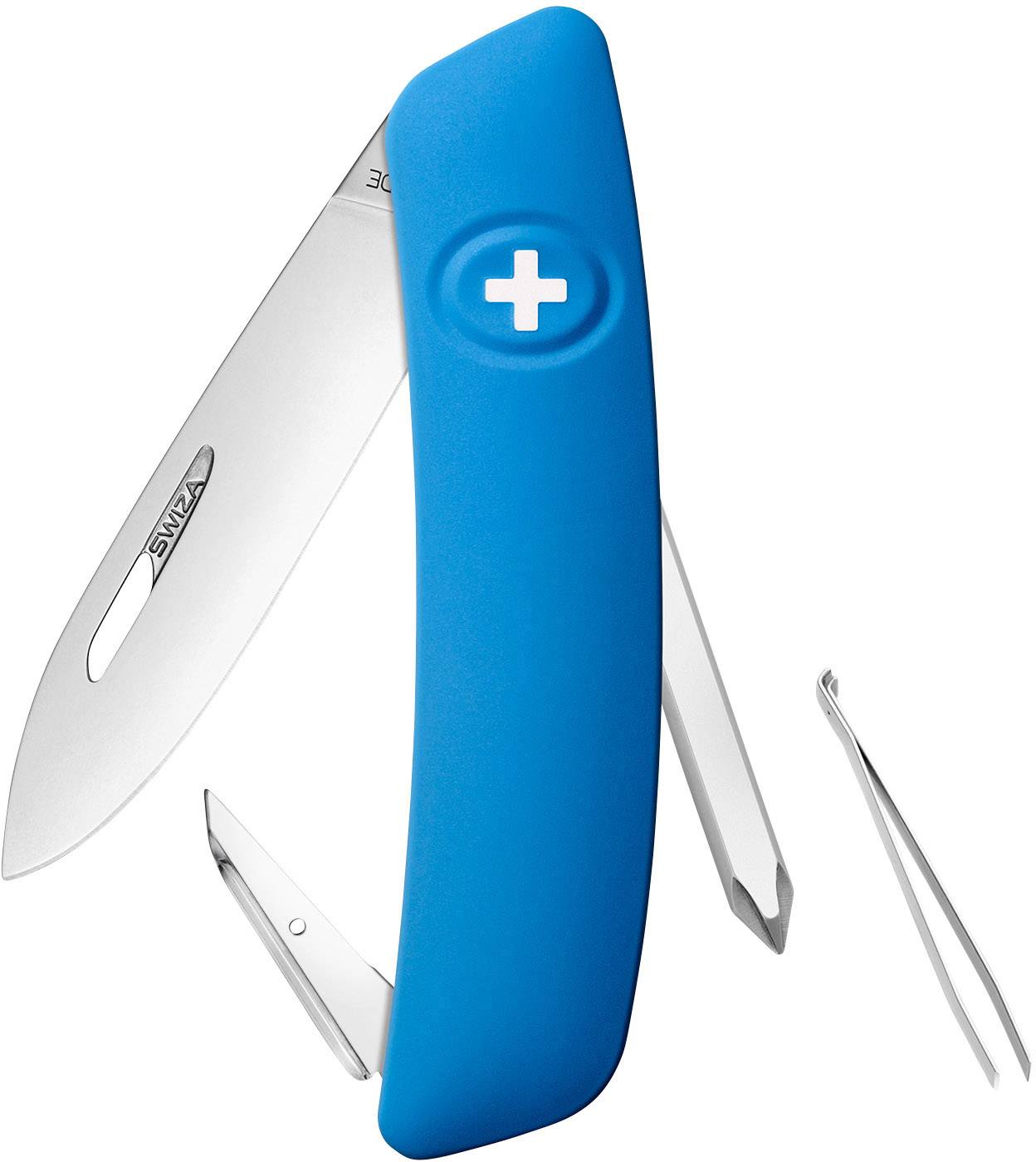 SWIZA D02 KNI.0020.1030 Schweizer Taschenmesser mit Soft-Touch Anzahl Funktionen 6 Blau
