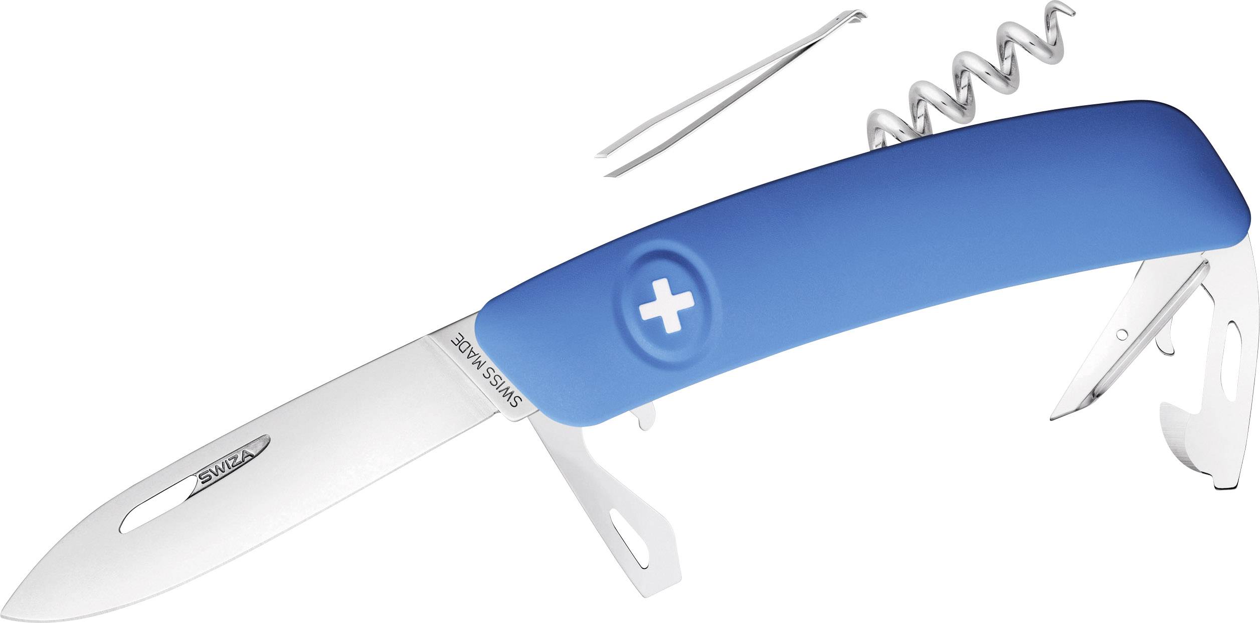 SWIZA D03 KNI.0030.1030 Schweizer Taschenmesser mit Soft-Touch Anzahl Funktionen 11 Blau