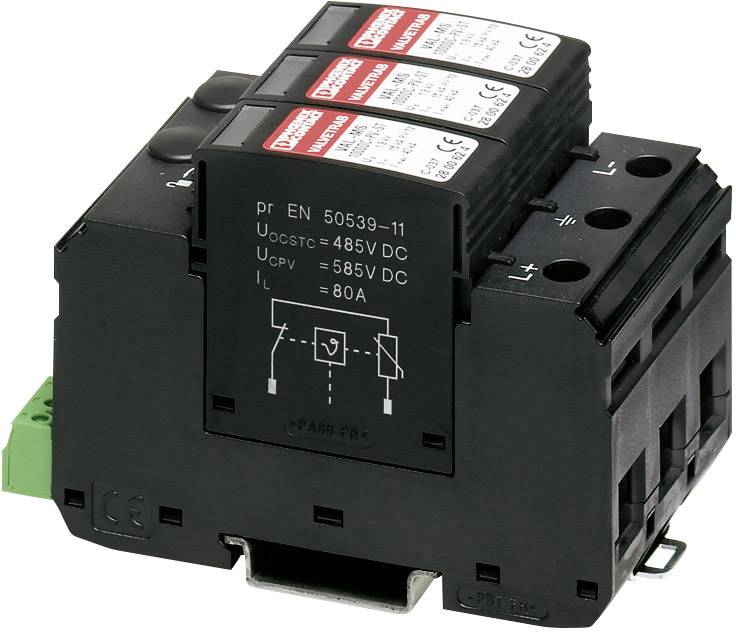 Phoenix Contact 2800627 VAL-MS 1000DC-PV/2+V-FM Überspannungsschutz-Ableiter Überspannungsschutz für: Photovoltaik-Anlage 15 kA