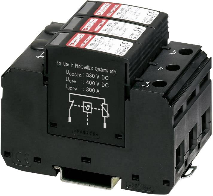 Phoenix Contact 2800642 VAL-MS 600DC-PV/2+V Überspannungsschutz-Ableiter Überspannungsschutz für: Photovoltaik-Anlage 15 kA 1St.