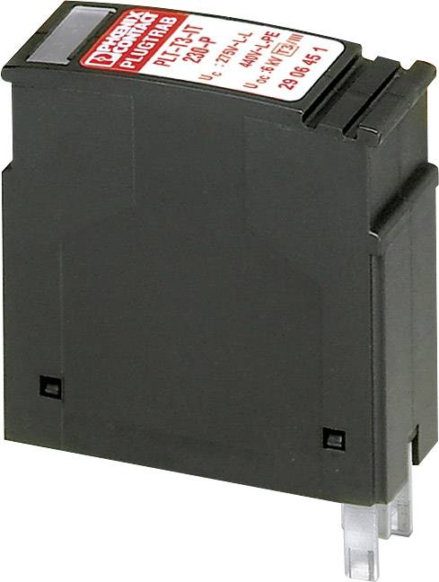 Ein schwarzer, rechteckiger Leistungsschalter mit rotem und weißem Etikett oben, das technische Details und Kontaktinformationen zeigt.