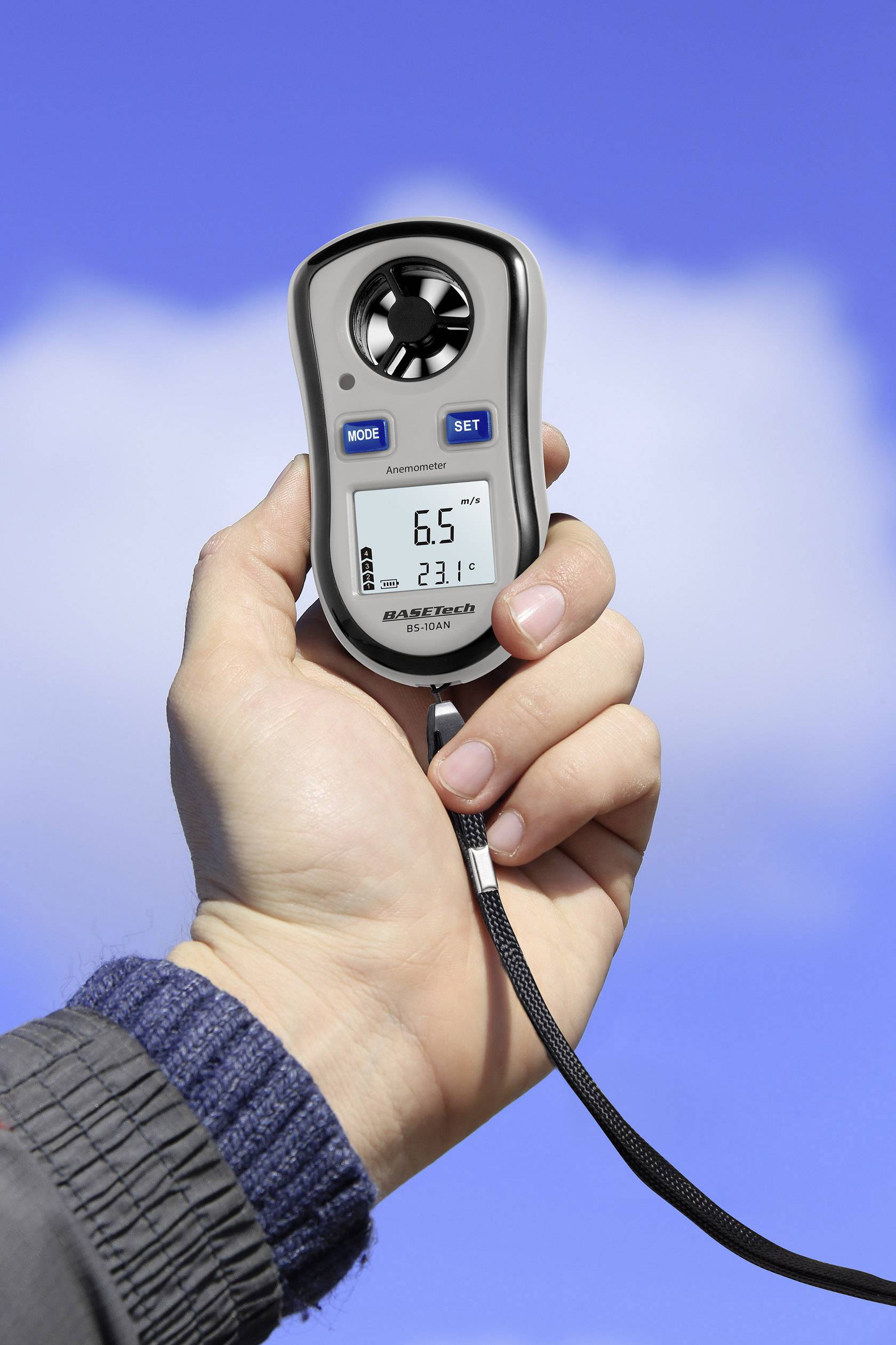 Basetech BS-10AN Anemometer 0.1 bis 30 m/s mit Temperaturmessfunktion