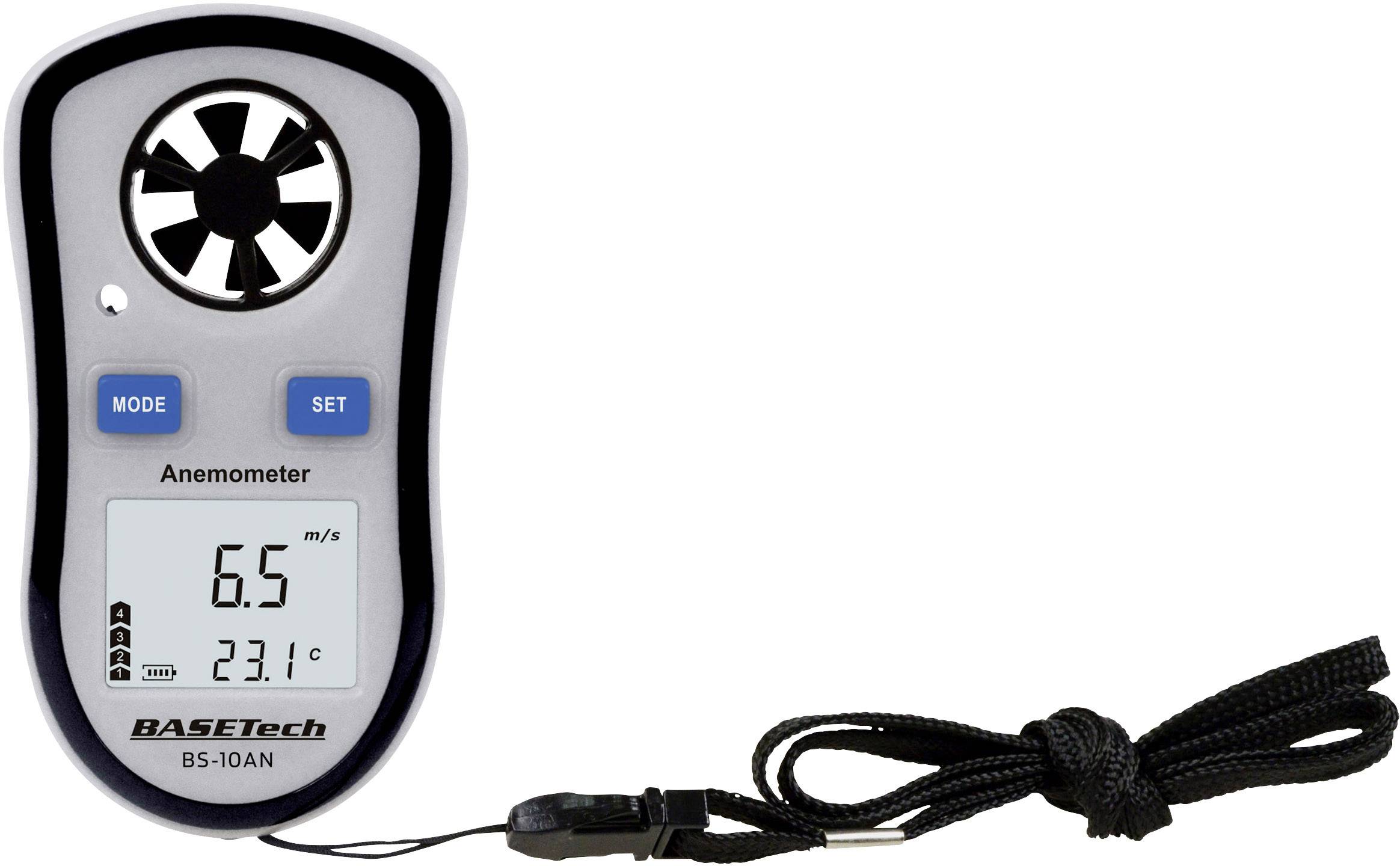 Basetech BS-10AN Anemometer 0.1 bis 30 m/s mit Temperaturmessfunktion
