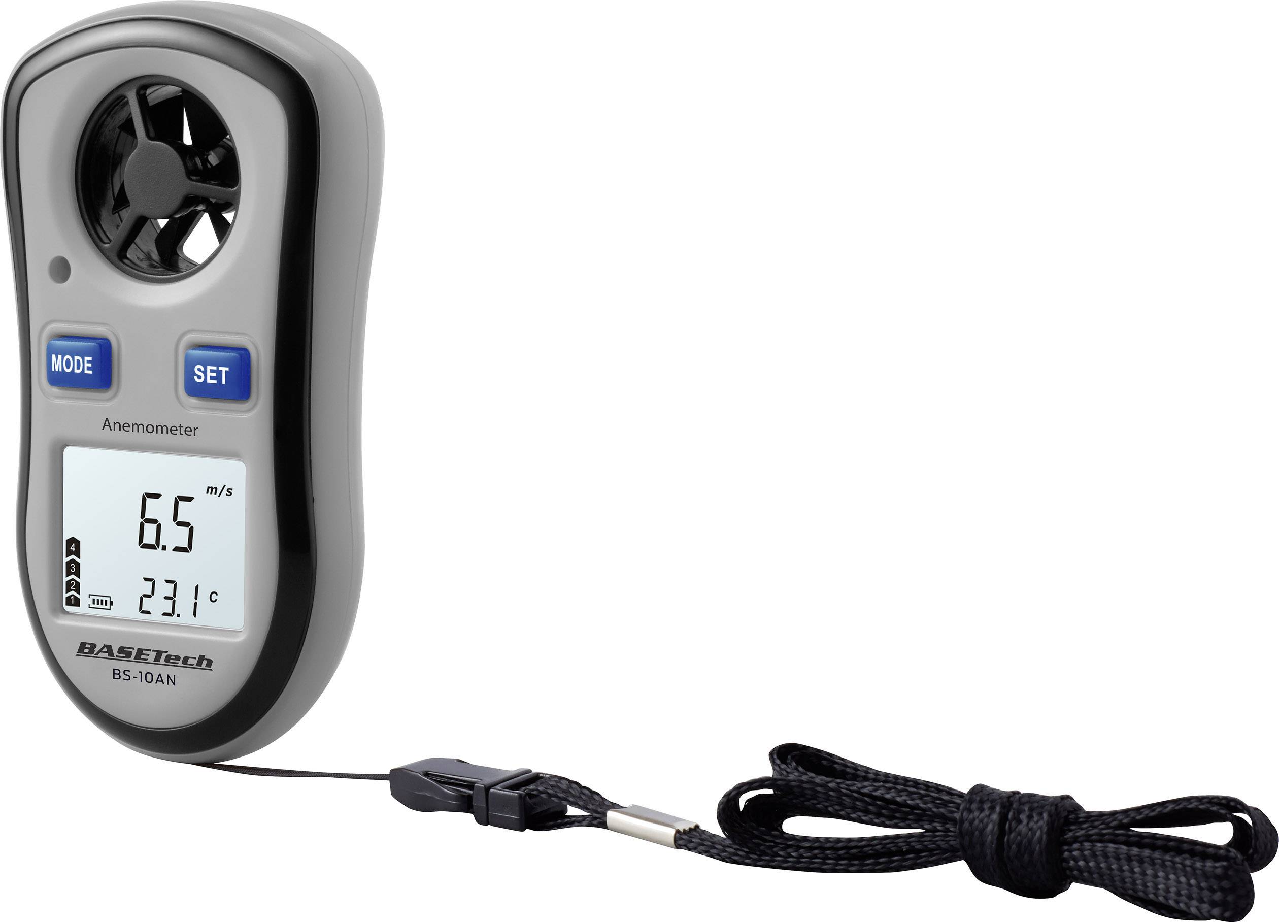 Basetech BS-10AN Anemometer 0.1 bis 30 m/s mit Temperaturmessfunktion