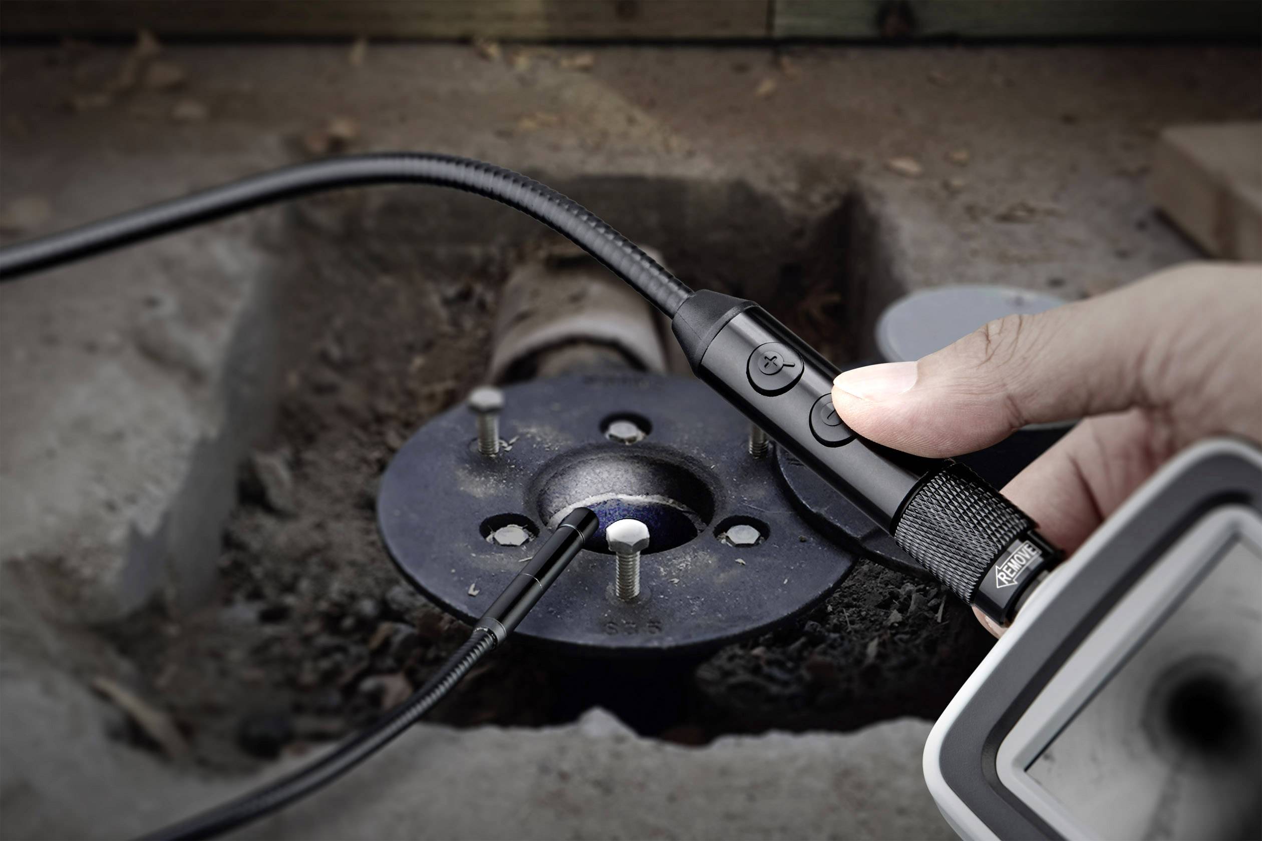 VOLTCRAFT BS-10/1M VGA MF Endoskop-Sonde Sonden-Ø 10mm 1m Wasserdicht, Schwenkfunktion, LED-Beleuchtung