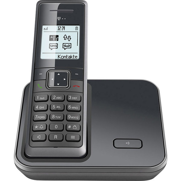 Telekom Sinus 206 Schnurloses Telefon analog Freisprechen Beleuchtetes Display Graphit