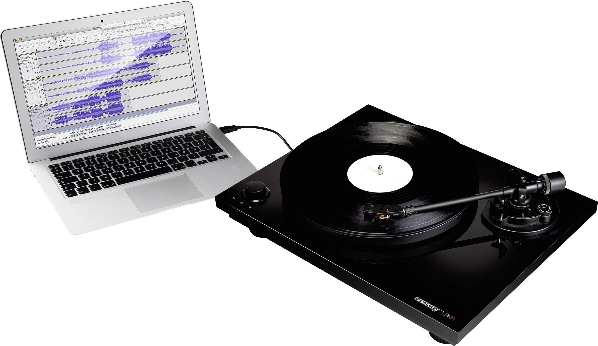 Reloop Turn 3 USB-Plattenspieler Riemenantrieb Schwarz