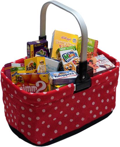 Faltbarer Tragekorb m. Punkten, gefüll