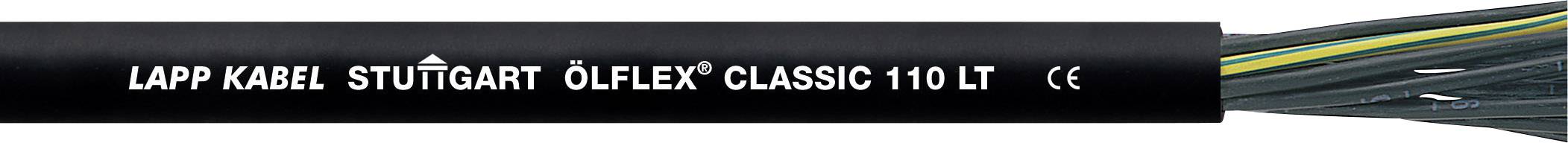 Schwarzes Kabel mit Aufschrift 'LAPP KABEL STUTTGART ÖLFLEX CLASSIC 110 LT'. Das Kabel enthält farbcodierte Innenleiter.