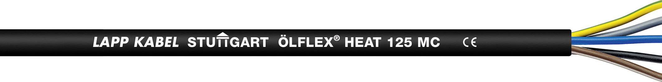 Schwarzes Kabel mit Aufschrift 'LAPP KABEL STUTTGART ÖLFLEX HEAT 125 MC', mehrere farbige Innendrähte sichtbar.