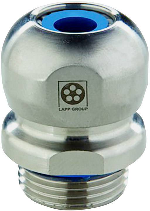 Metallkabelverschraubung mit blauem Dichtungsring, geeignet für industrielle Anwendungen. Markiert mit 'Lapp Group'-Logo.