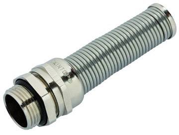 Metallischer Schlauch mit Gewinde und Dichtung, geeignet für industrielle Anwendungen und hohe Druckbelastungen.