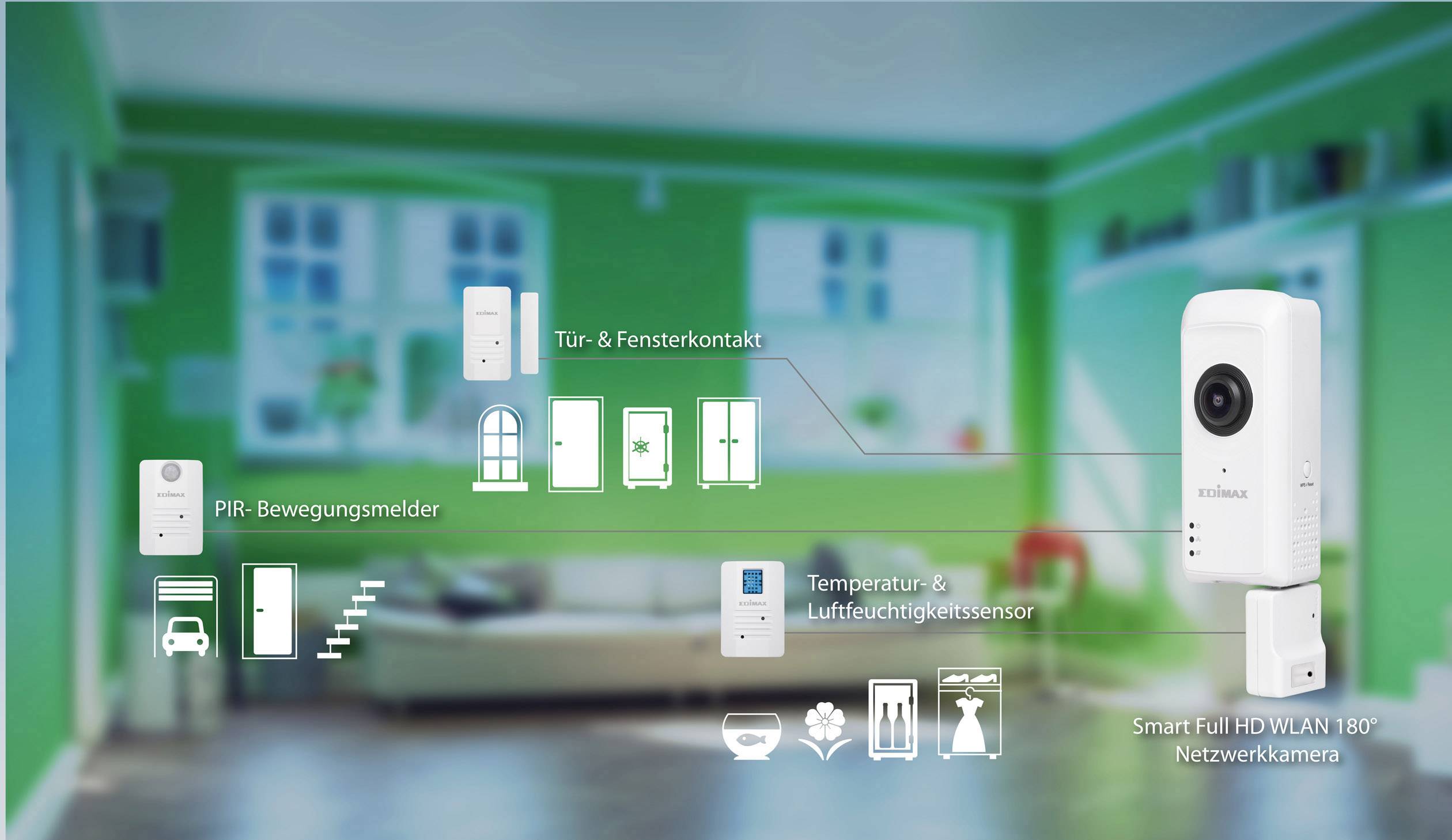 EDIMAX Visible IC-5170SC LAN, WLAN IP  Überwachungskamera-Set  1920 x 1080 Pixel